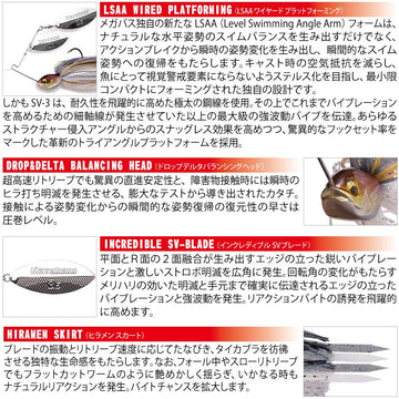 Megabass SV-3 Cotton Candy blade detail showing balanced design for steady casting