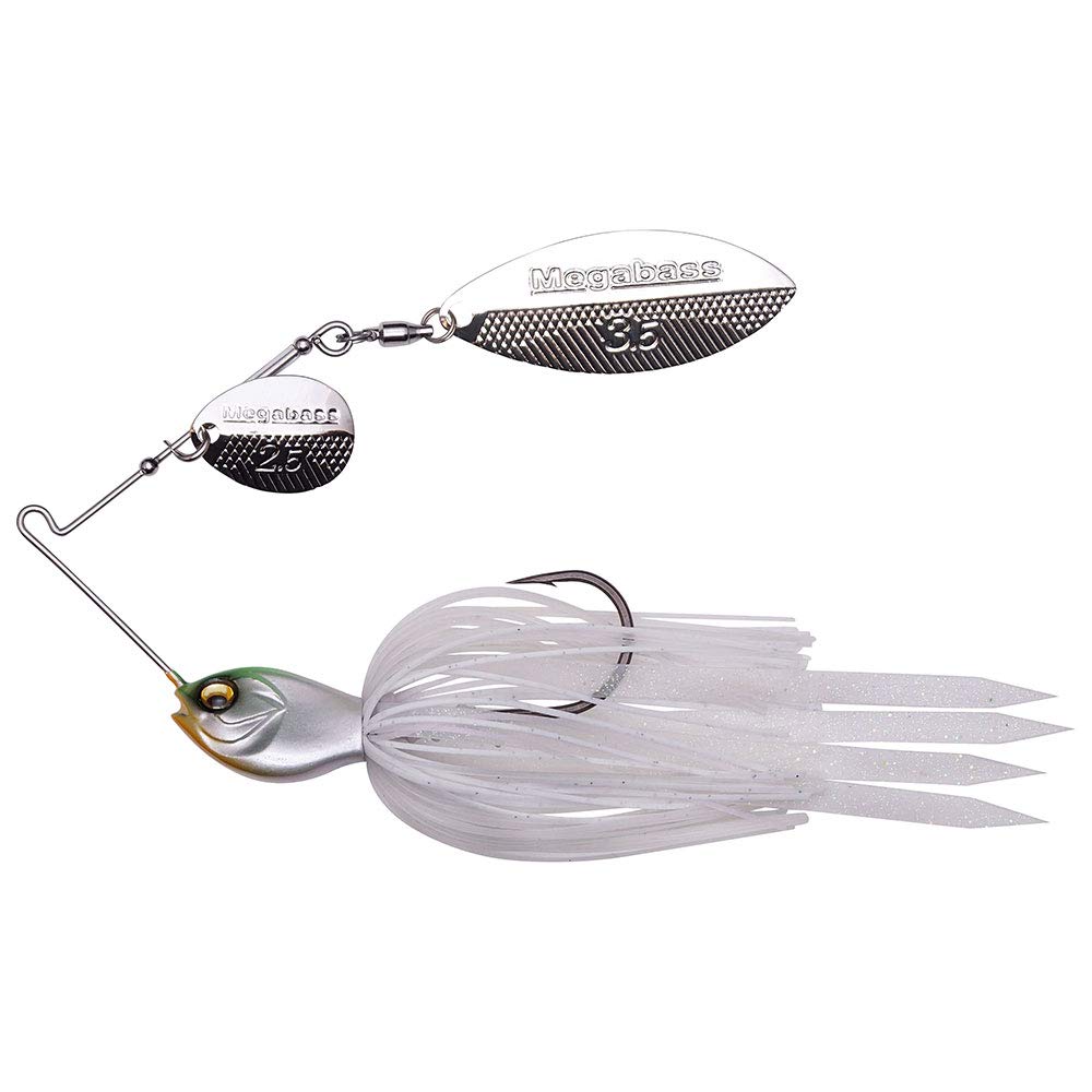 Megabass SV-3 half-ounce SR Pearl Shad spinnerbait, front view