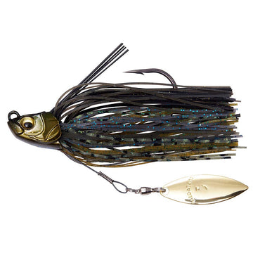 Megabass UOZE Swimmer lure head close-up with weed-shedding profile.