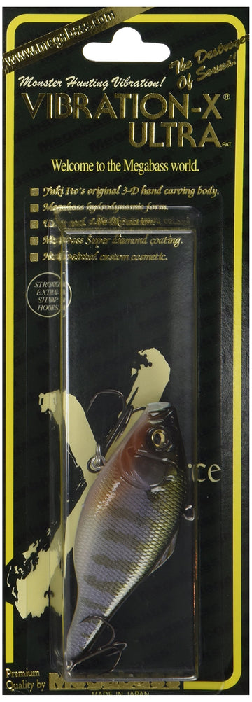 Megabass Vibration-X Ultra Rattle Secret Gill lure, 3-inch half-ounce, sinking action for enticing strikes.