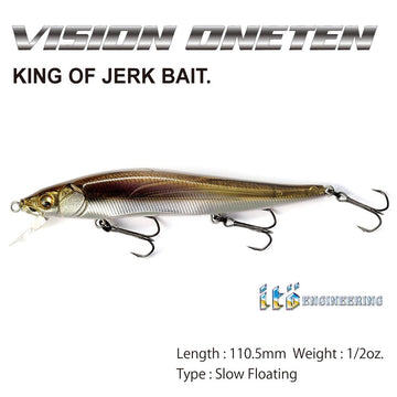 Megabass Vision ONETEN Aurora Reaction side view highlighting slender body and side-to-side action