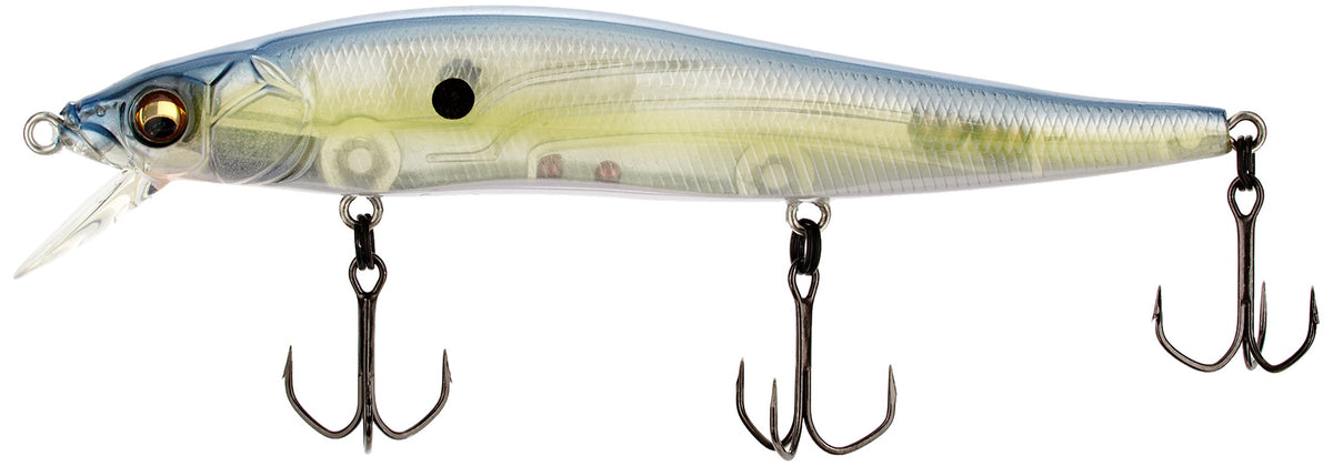 Megabass Vision ONETEN GP Sexy Shad lure, 110.5mm, sleek body and side-to-side glide for bass.