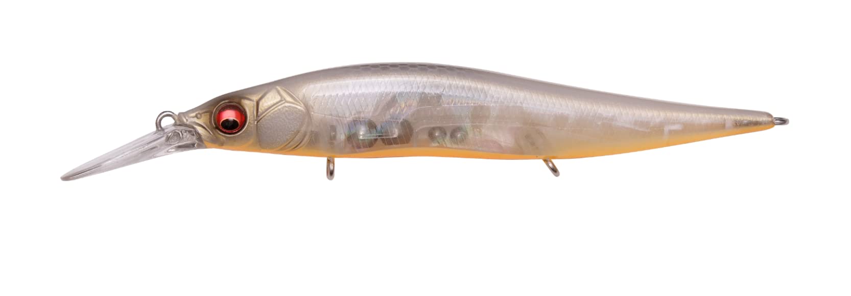 Megabass Vision 110 Plus ONE JR displays darting jerk action for sharper bites in shallow water.