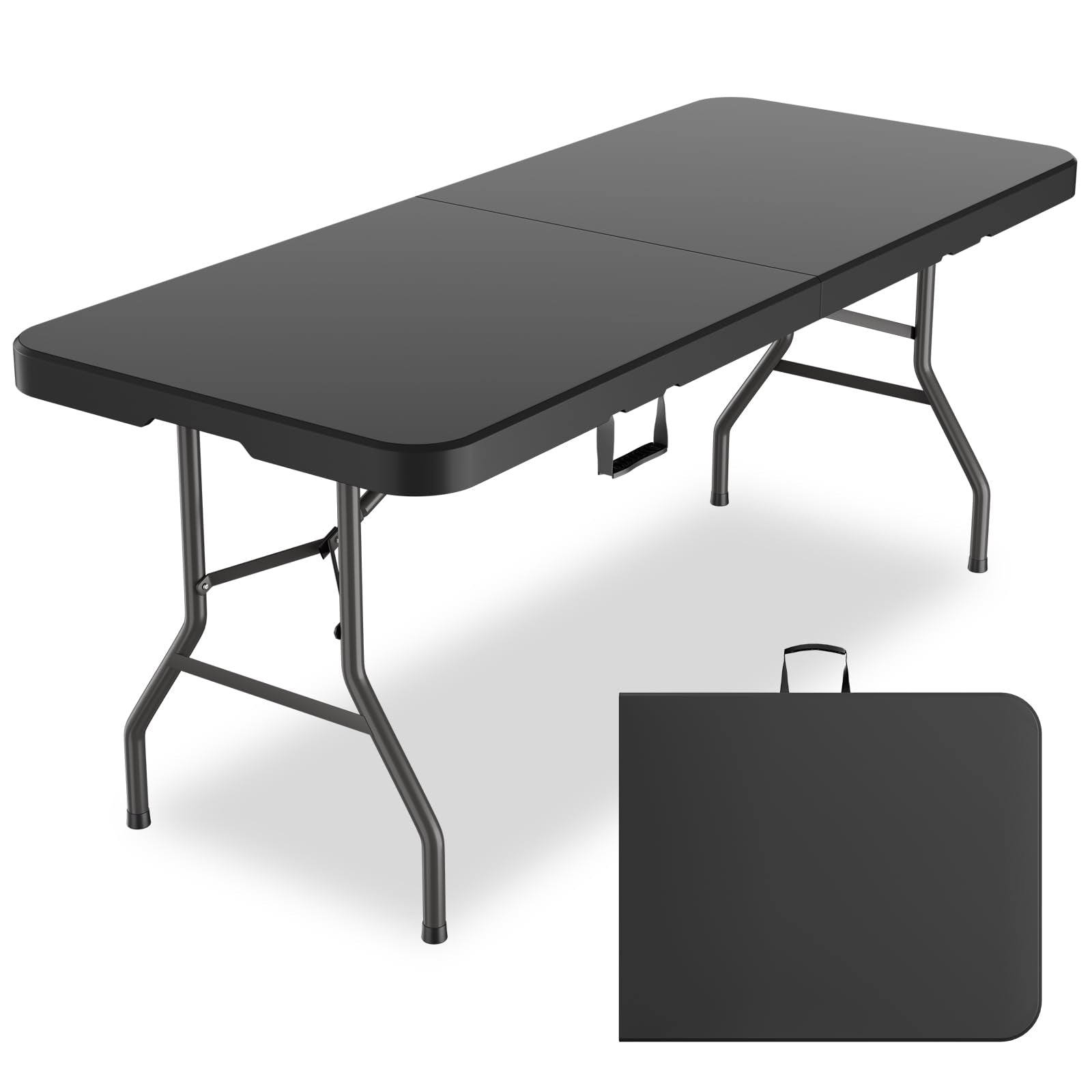 MEI&CO 6ft folding table top view with durable HDPE surface for outdoor dining.