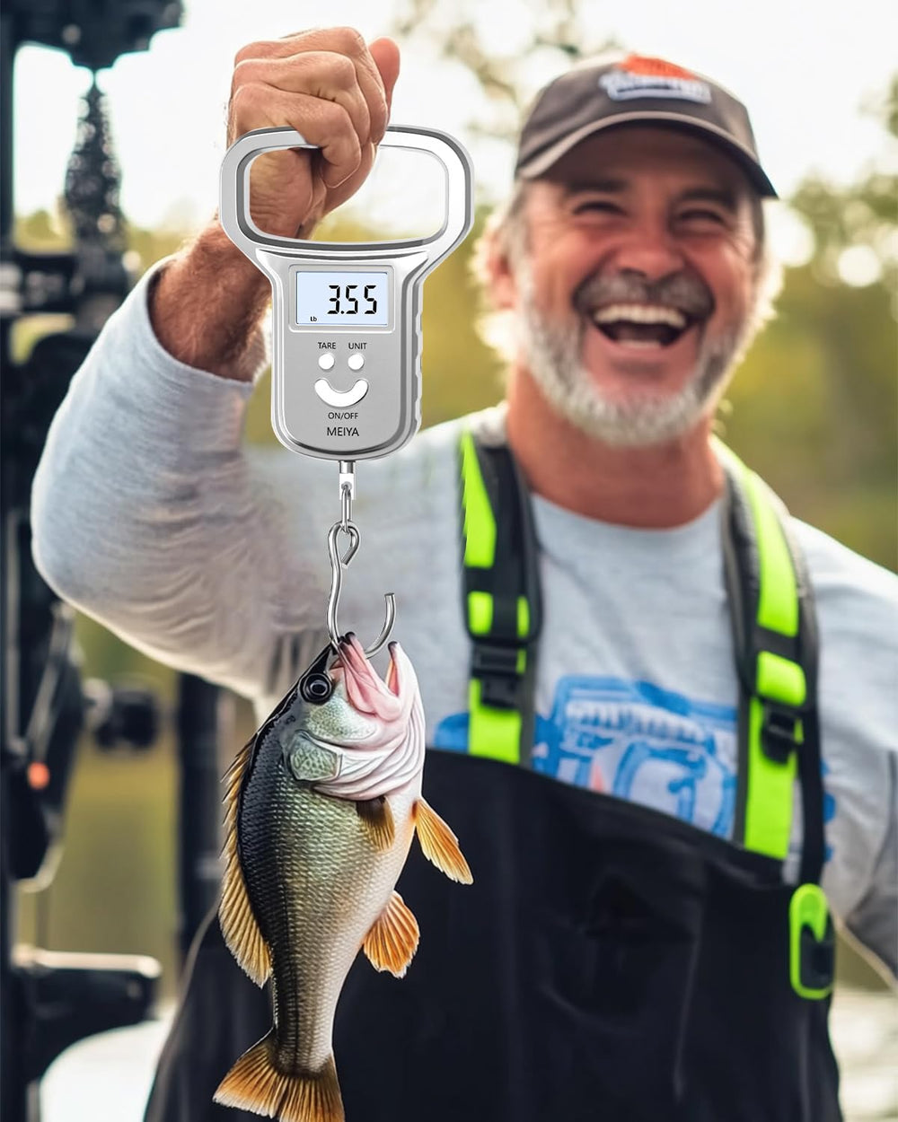 MEIYA Silver fish scale being weighed with wide handle visible