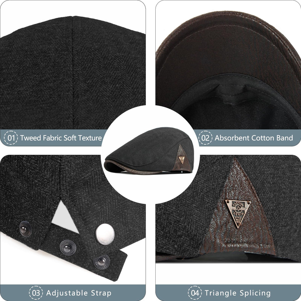Vintage triangle splicing design on classic flat cap