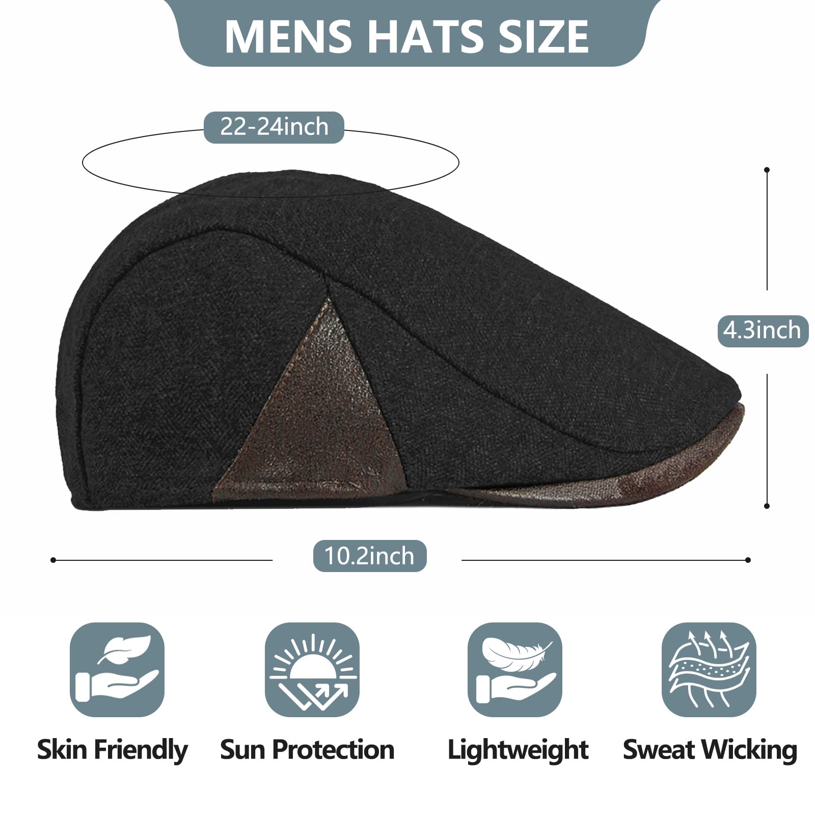 Cotton newsboy hat suitable for golf, driving, and travel