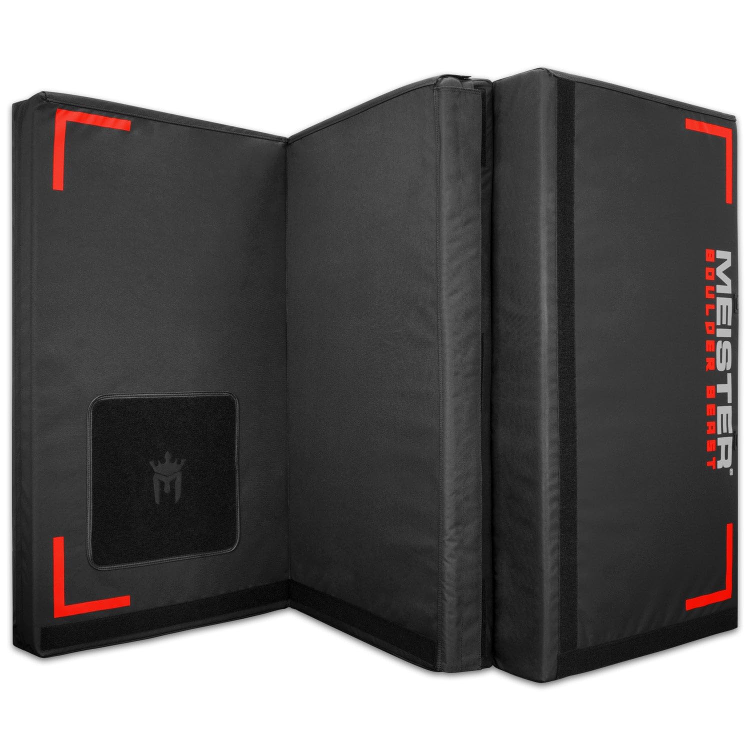 Meister Boulder Beast XL tri-fold pad unfolded on rock with ample cushioning.