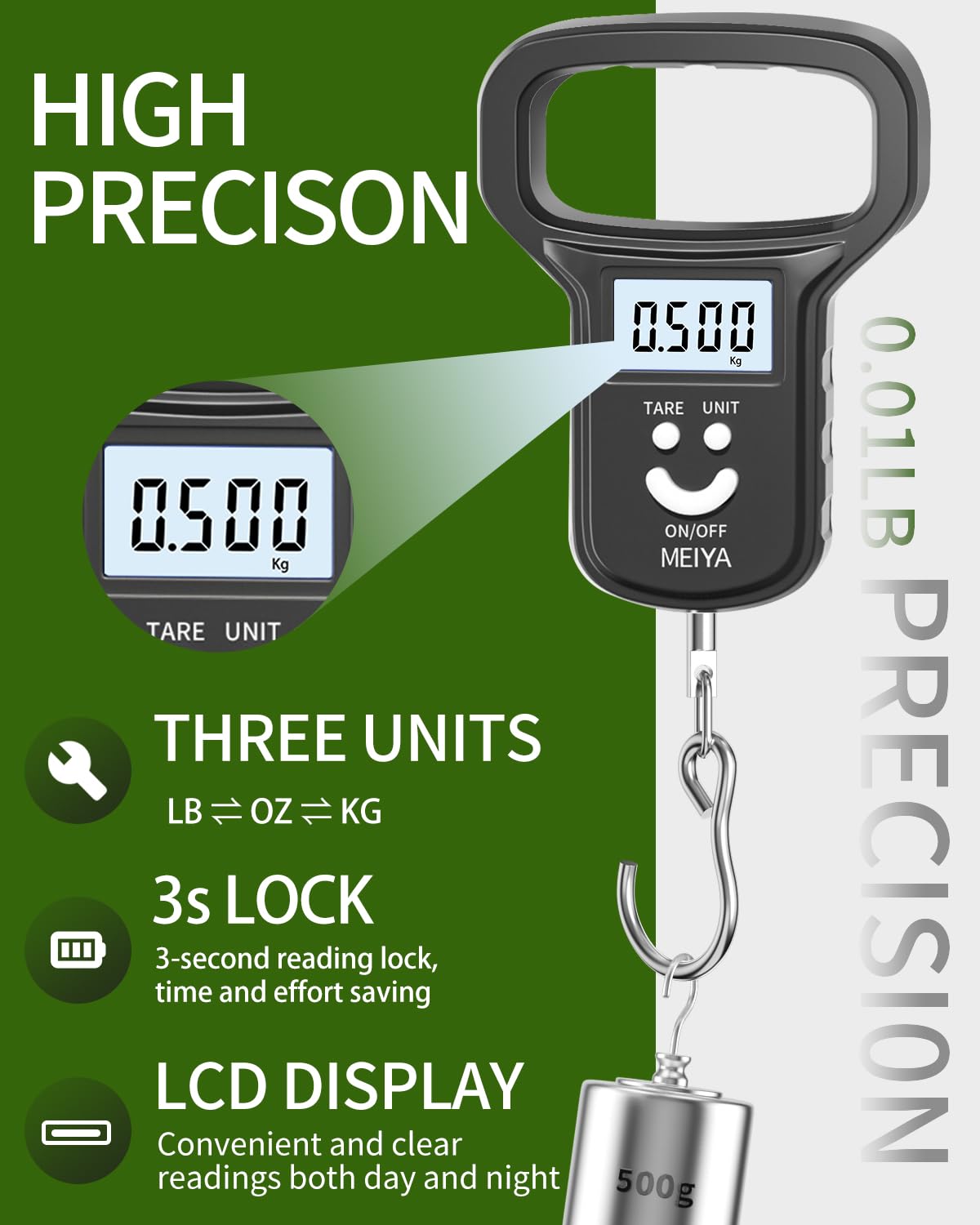 Meiya scale dual power options USB-C and AAA batteries