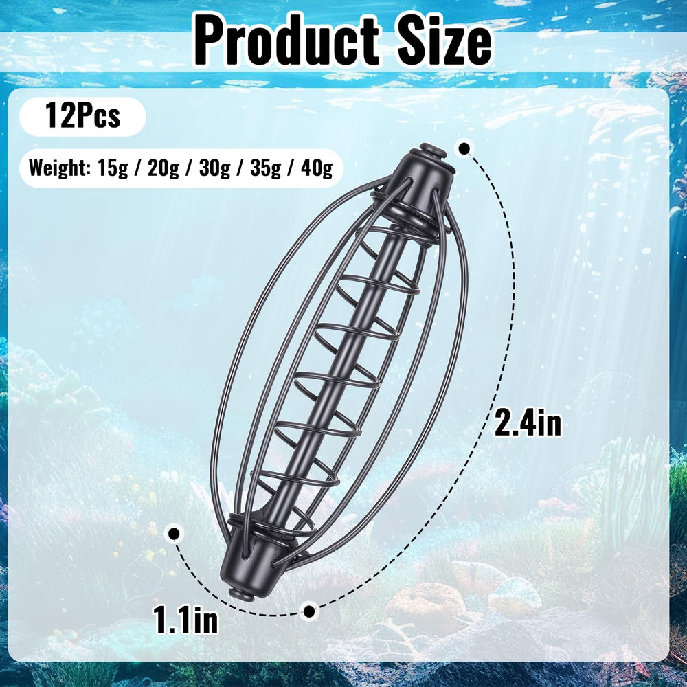Carp bait cage close-up showing 2.4 x 1.1 inch size