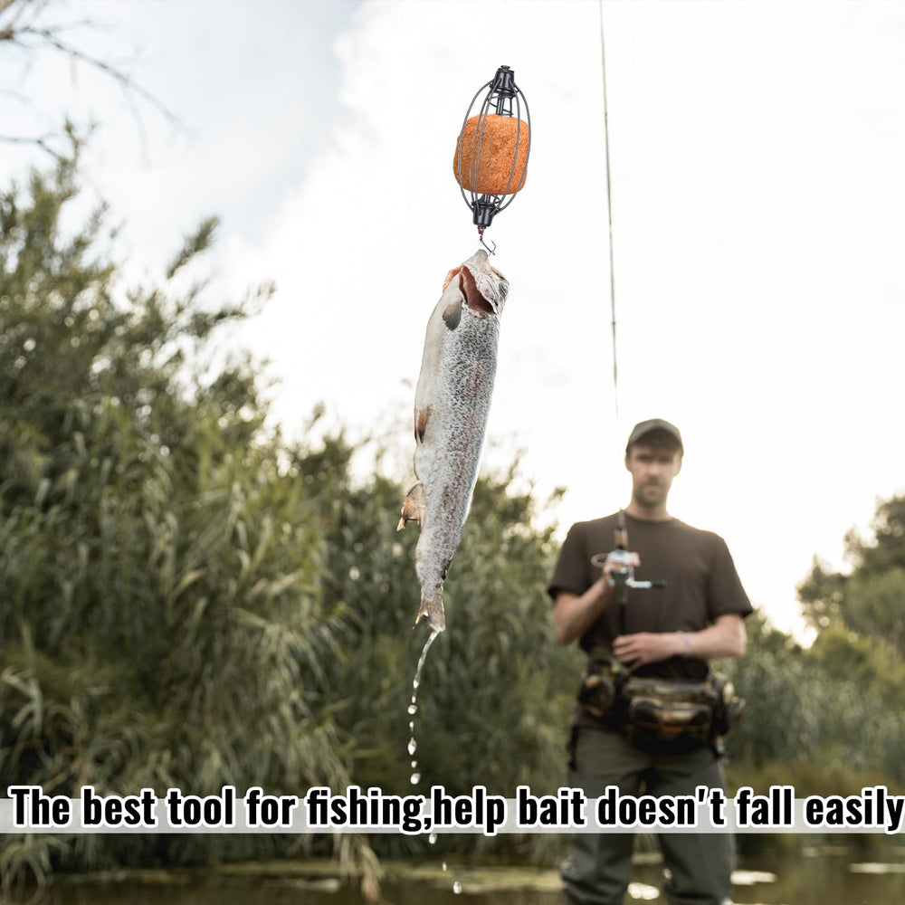 Carp fishing bait cage constructed from high-carbon steel