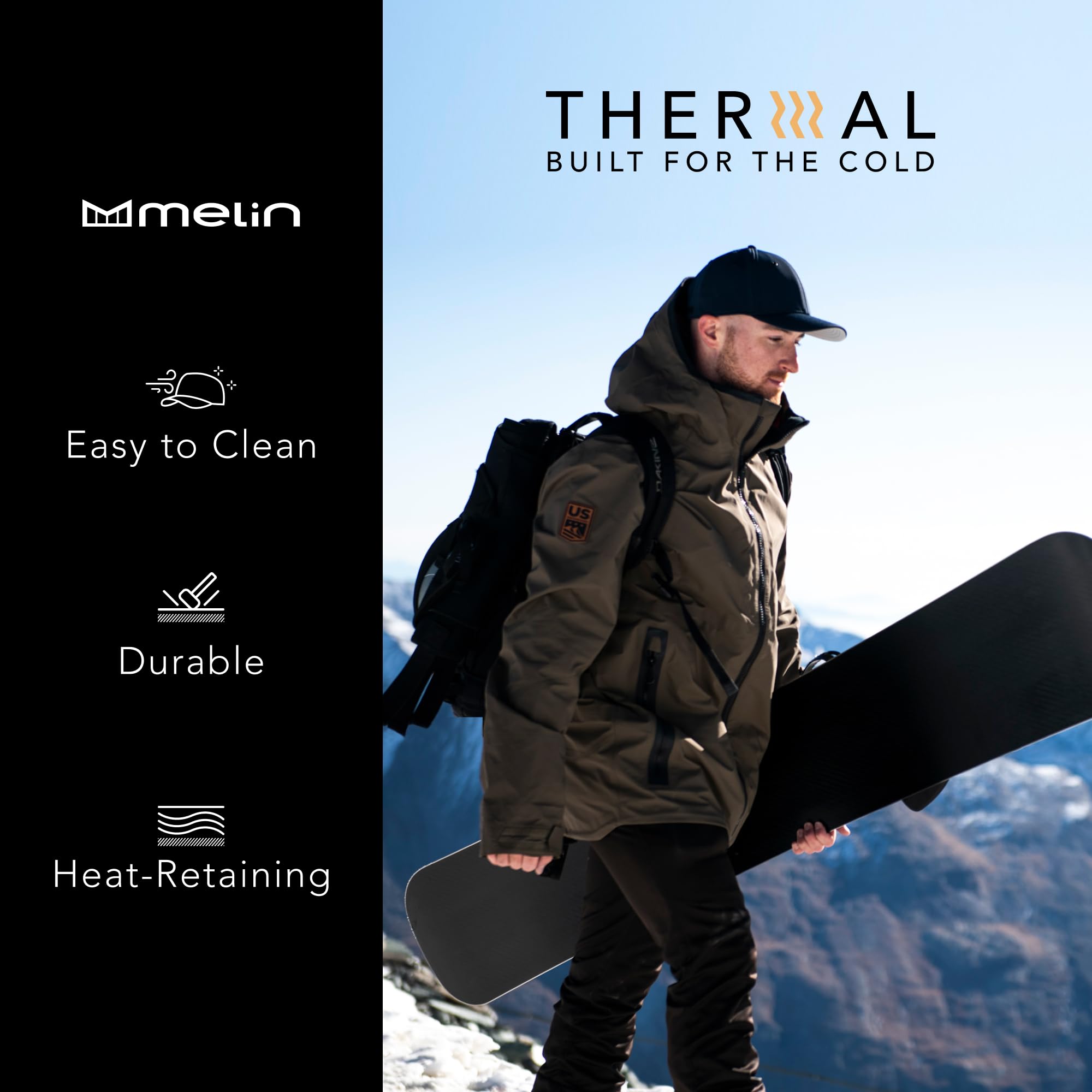 Melin Trenches Icon Lumberjack Thermal top visor frames the look in winter conditions.