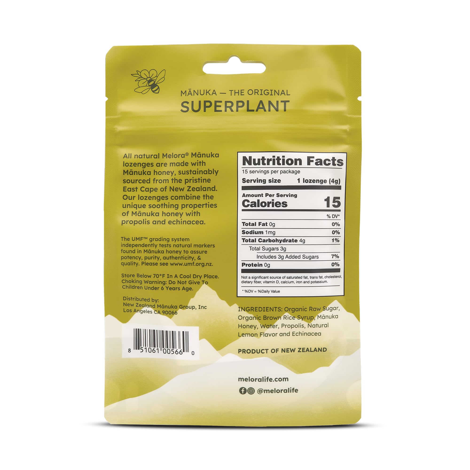 Melora lemon lozenges close-up highlighting citrus flavor for throat relief.