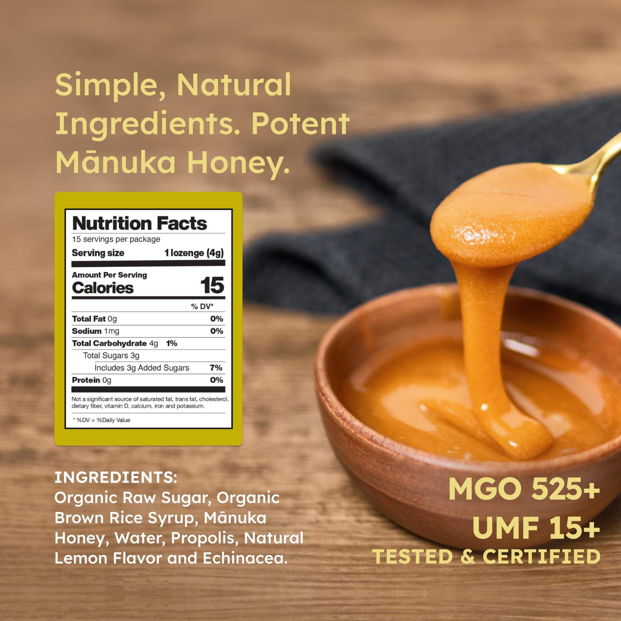 Melora lozenges dissolving in mouth for fast throat relief.