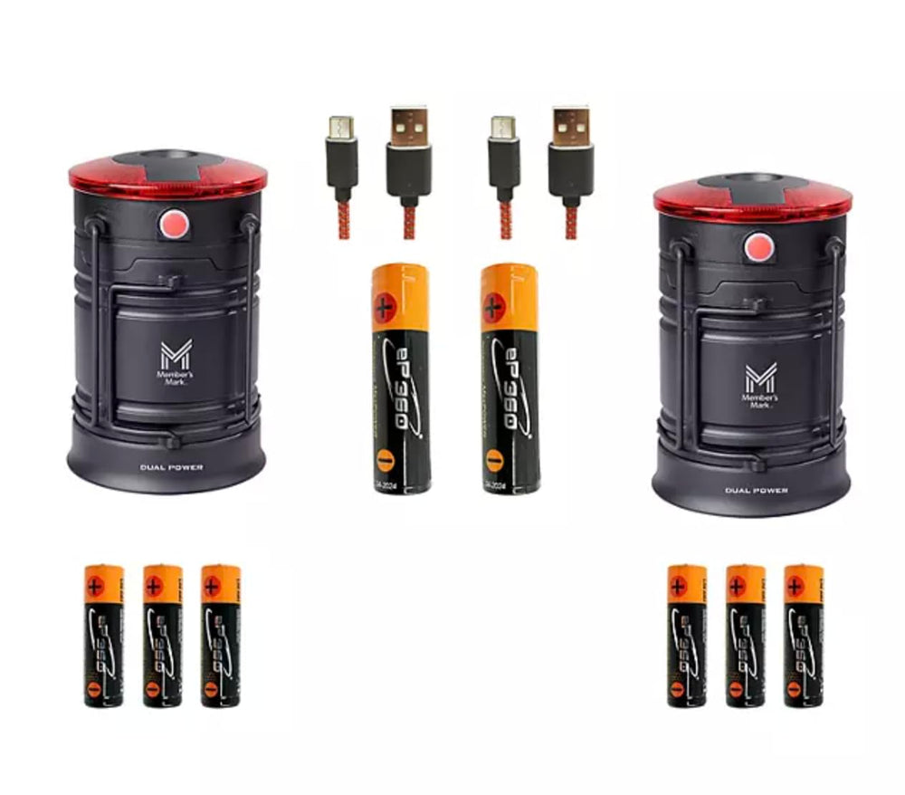 Member Mark 200-lumen lanterns in a 2-pack, ready for outdoor use.