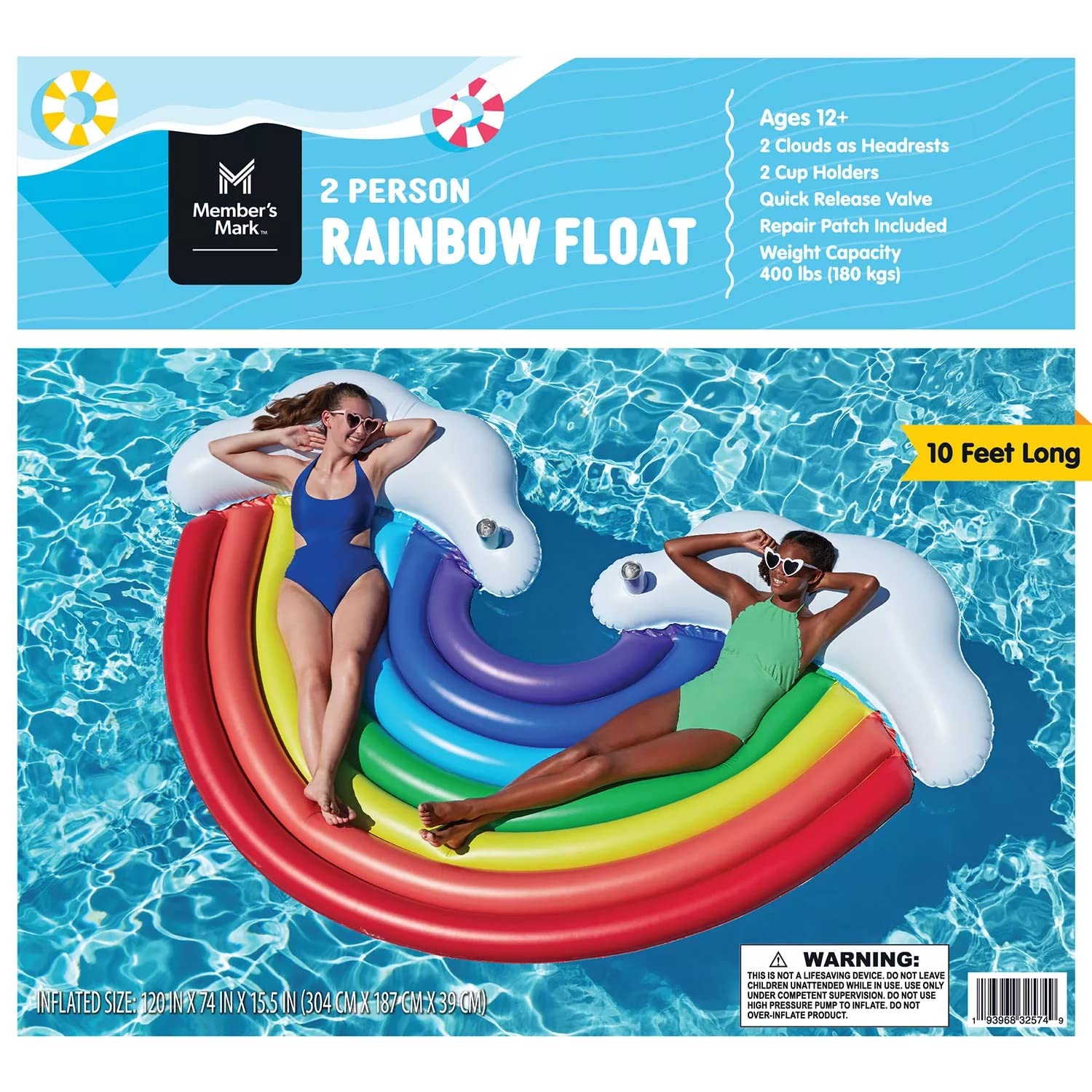 Member's Mark rainbow float vibrant colors brighten any pool party.