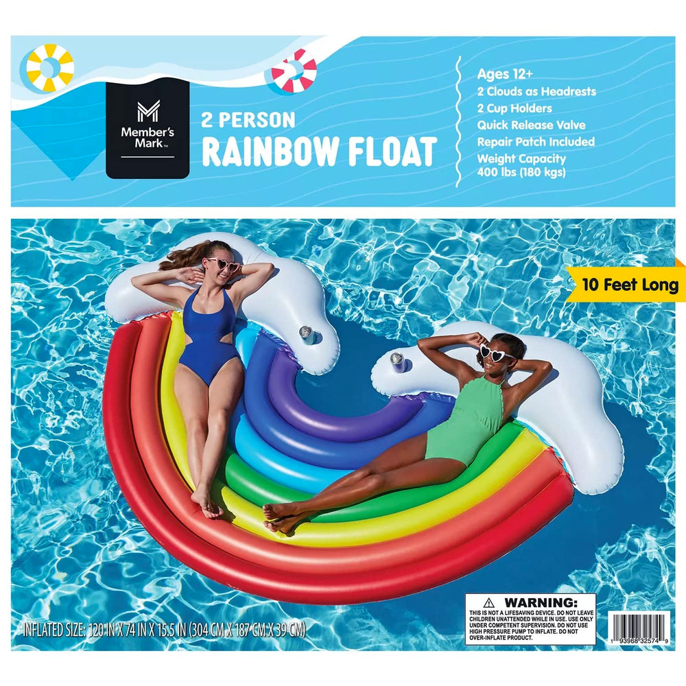 Member's Mark rainbow float vibrant colors brighten any pool party.