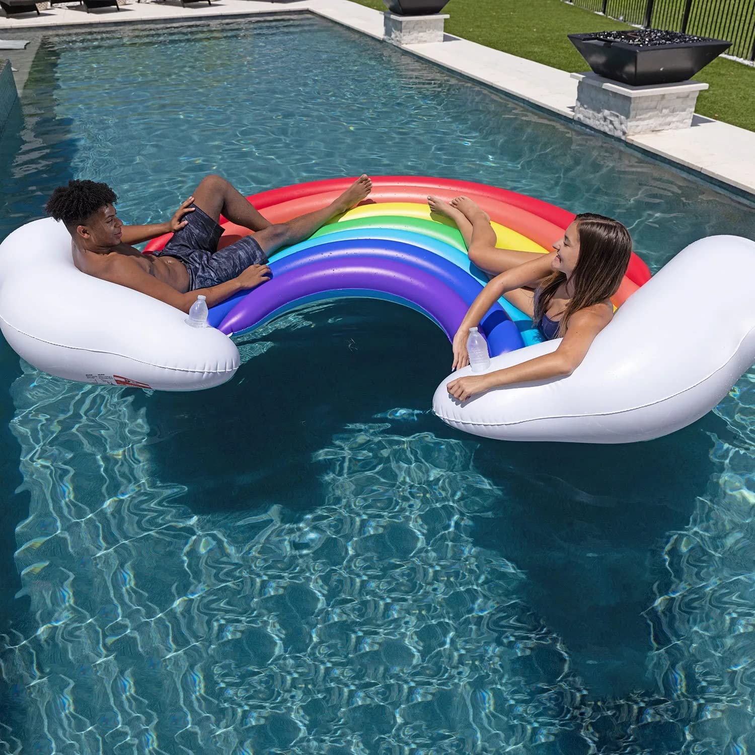 Member's Mark rainbow float wide seating supports two riders comfortably.