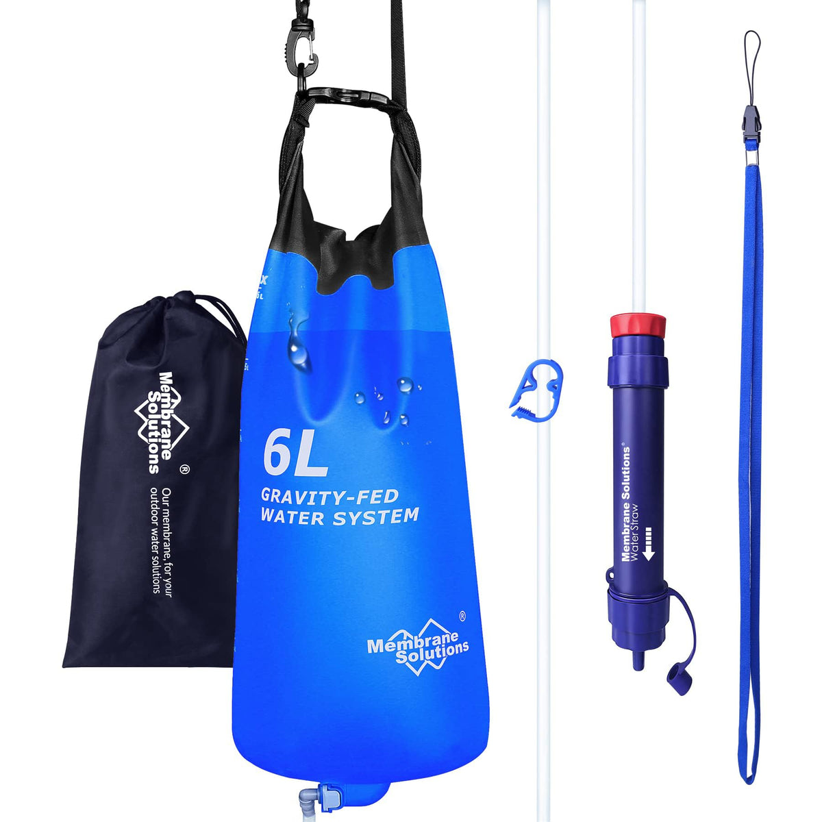 Membrane Solutions gravity water filter pro-6L setup for outdoor purification on camping trips