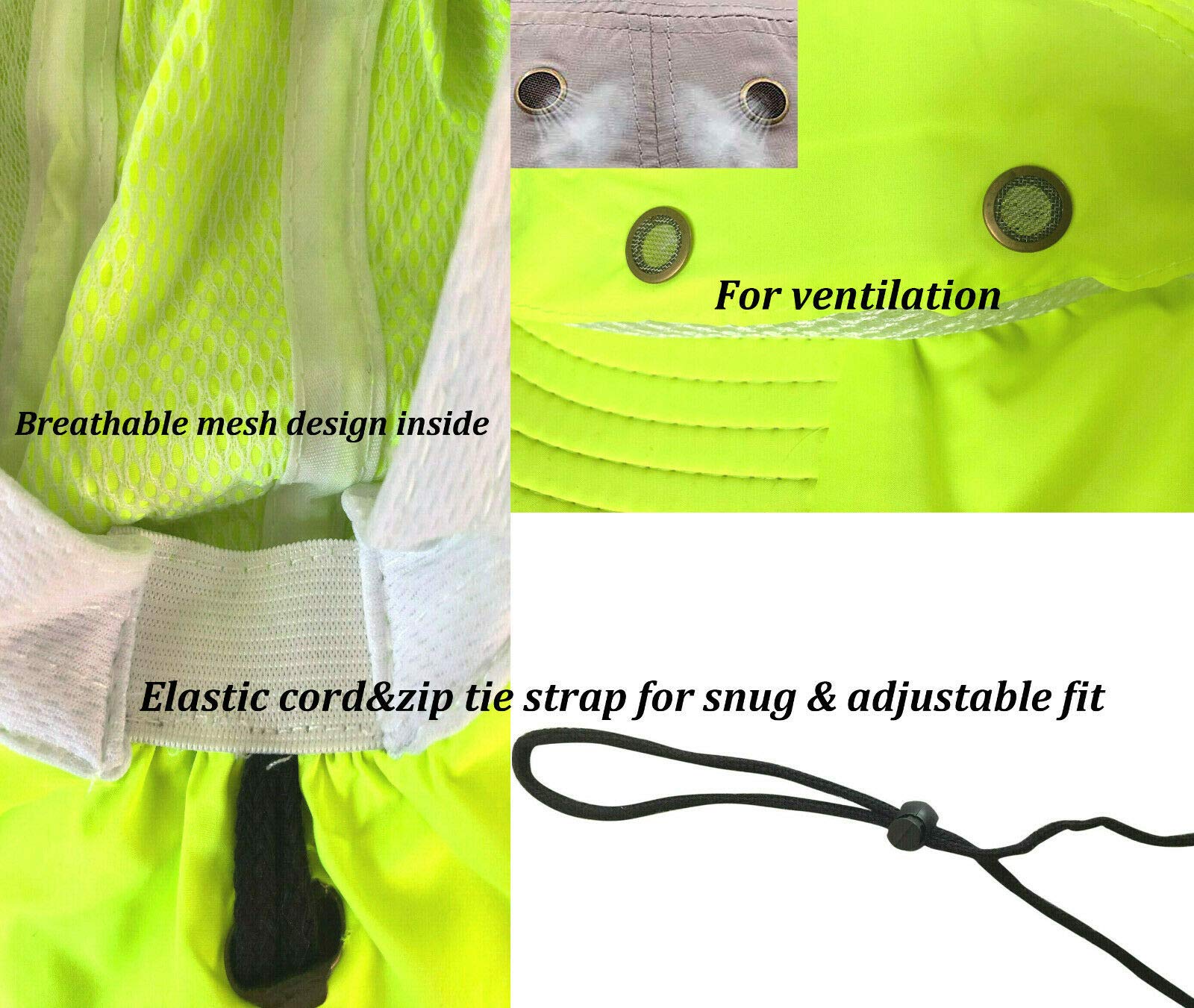Men high visibility sun hat in lime with neck flap