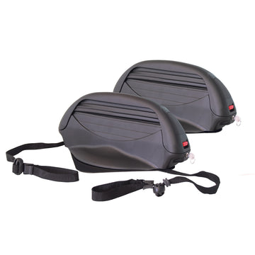 MENABO Aconcagua magnetic ski carrier mounted on roof rack for secure transport.