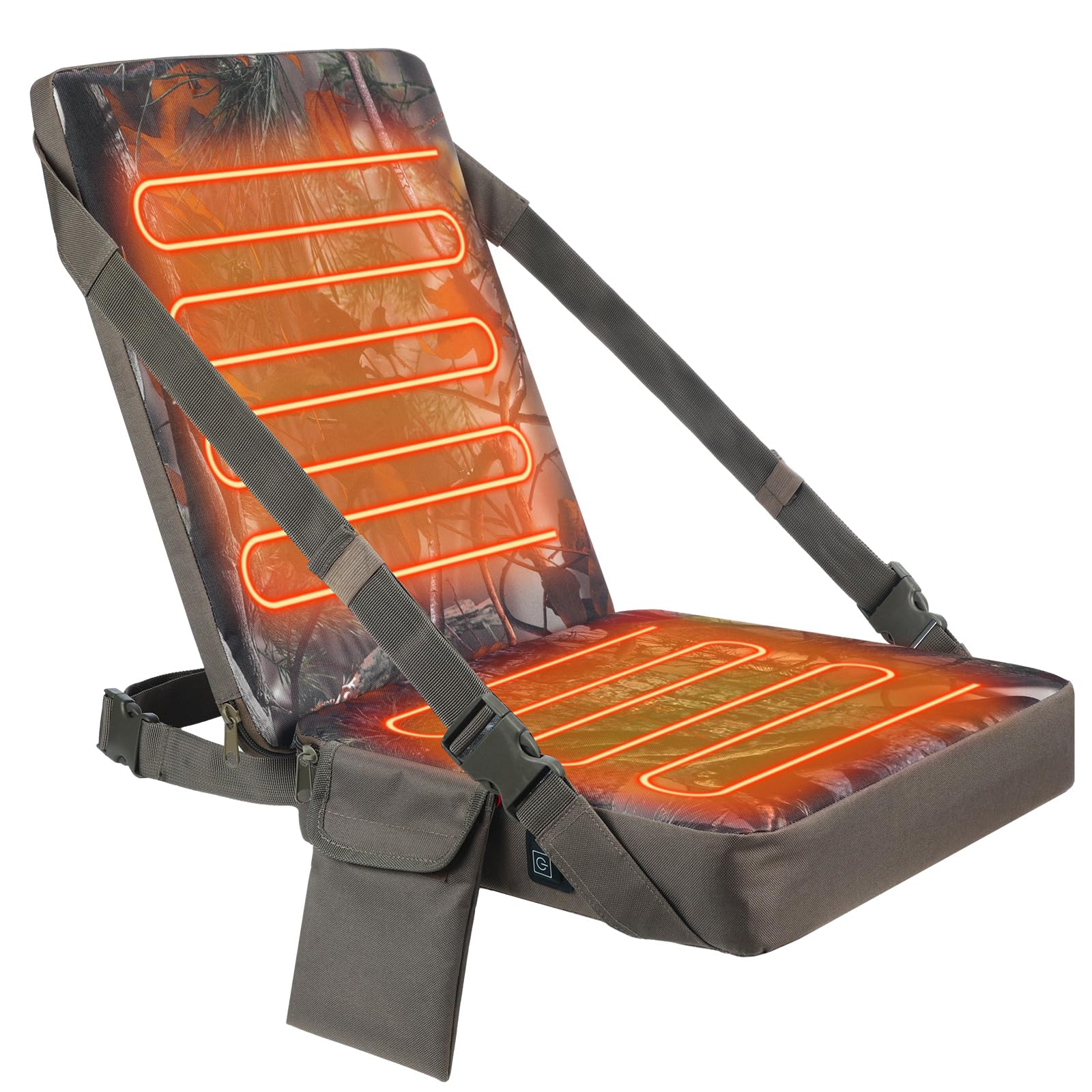 Menkxi waterproof heated hunting seat cushion front view showing warm comfort