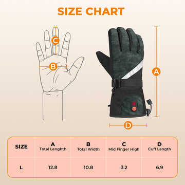 MENOLY heated gloves camo control panel—three heating levels and battery display