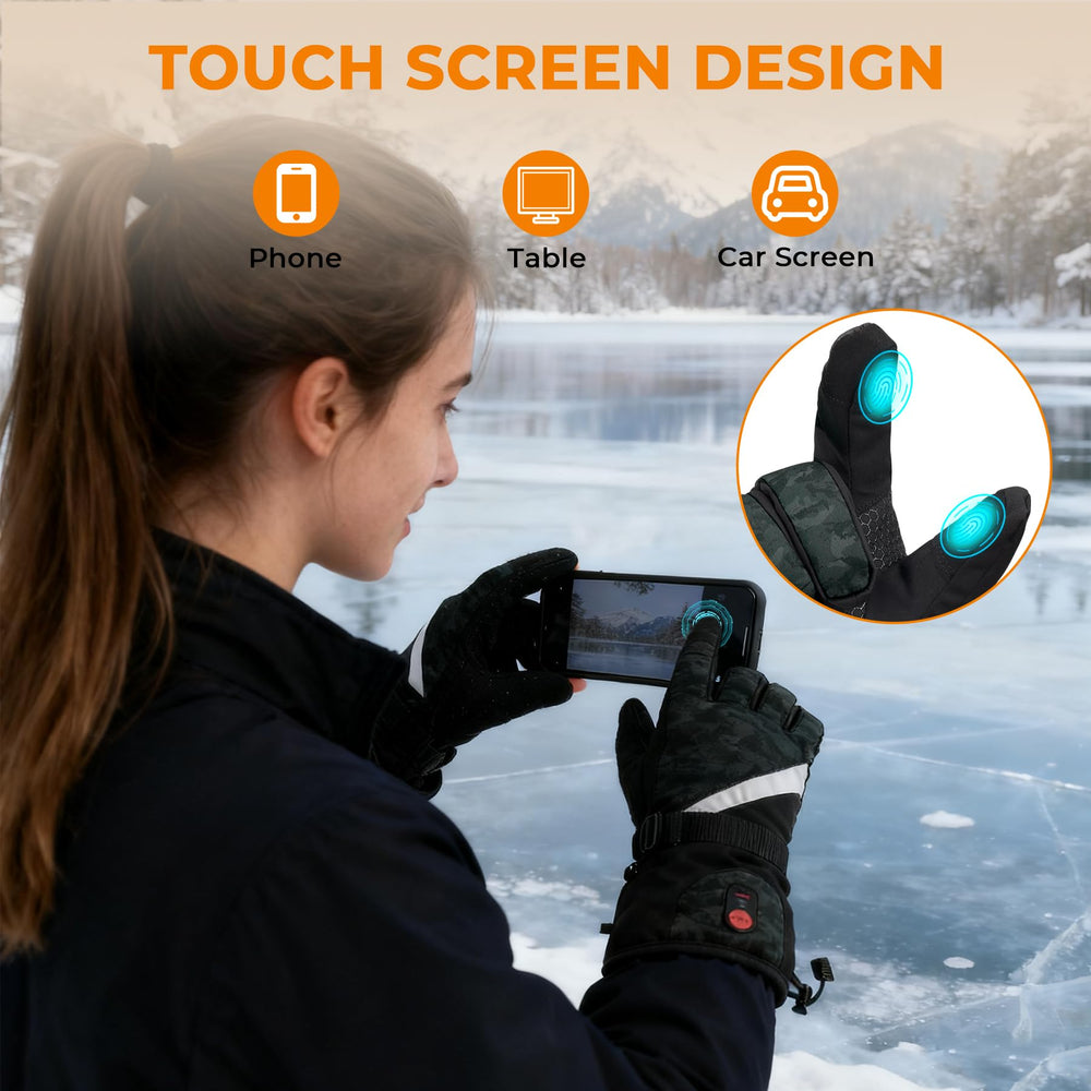 MENOLY heated gloves camo reflective strips—enhanced night visibility and safety