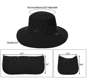 Hat with removable neck flap and adjustable chin strap