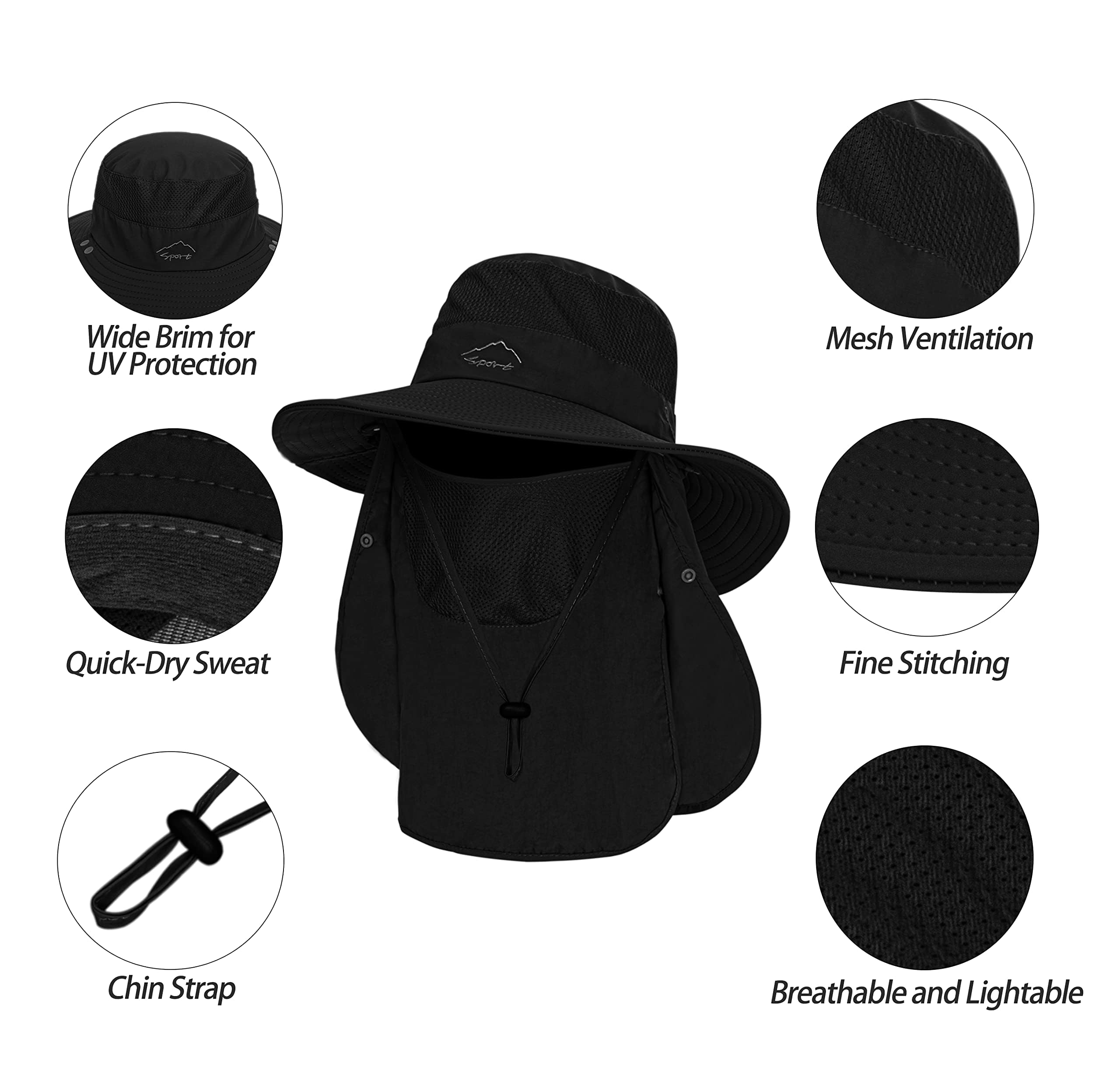 Wide brim with mesh vents for cooling