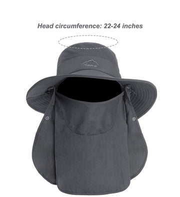 UPF 50+ protection on dark gray men's sun hat.