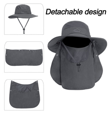 Windproof and waterproof sun hat in dark gray with UPF 50+.
