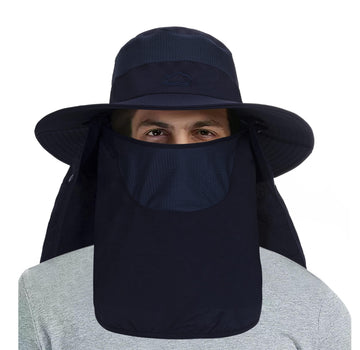 Wide brim sun hat featuring removable neck flap for UV protection