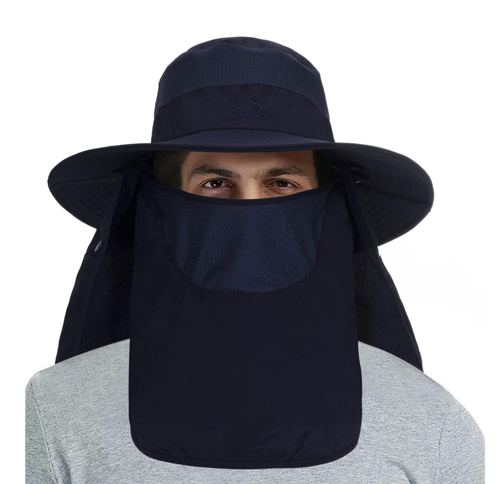 Wide brim sun hat featuring removable neck flap for UV protection