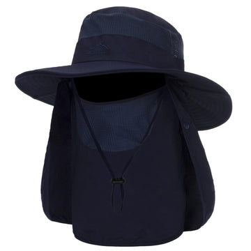 Navy blue men's sun hat ideal for fishing, hiking, and beach