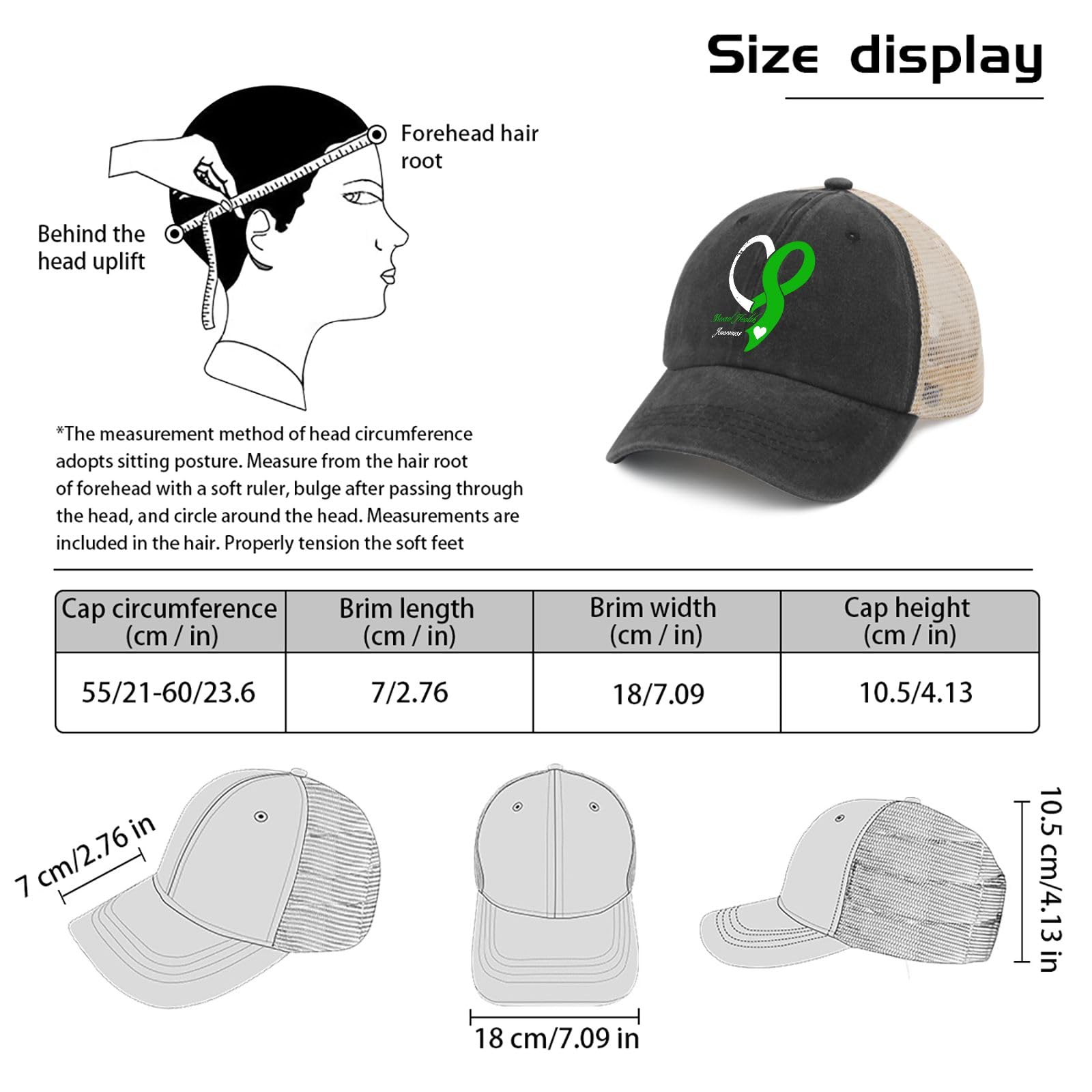 Side profile of the adjustable cap