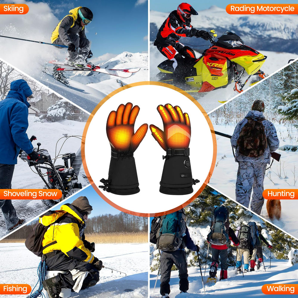 Meoneo heated gloves ergonomic fit with adjustable cuffs.