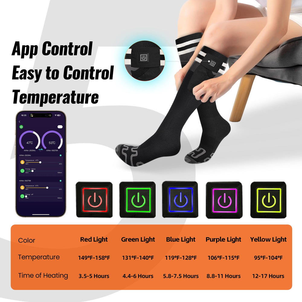 Meoneo heated socks battery 22.2Wh delivers up to 17 hours of warmth