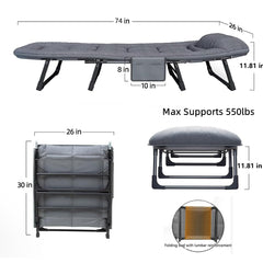 MeowPets folding chaise lounge chair adjustable positions enables personalized comfort for reading and lounging.