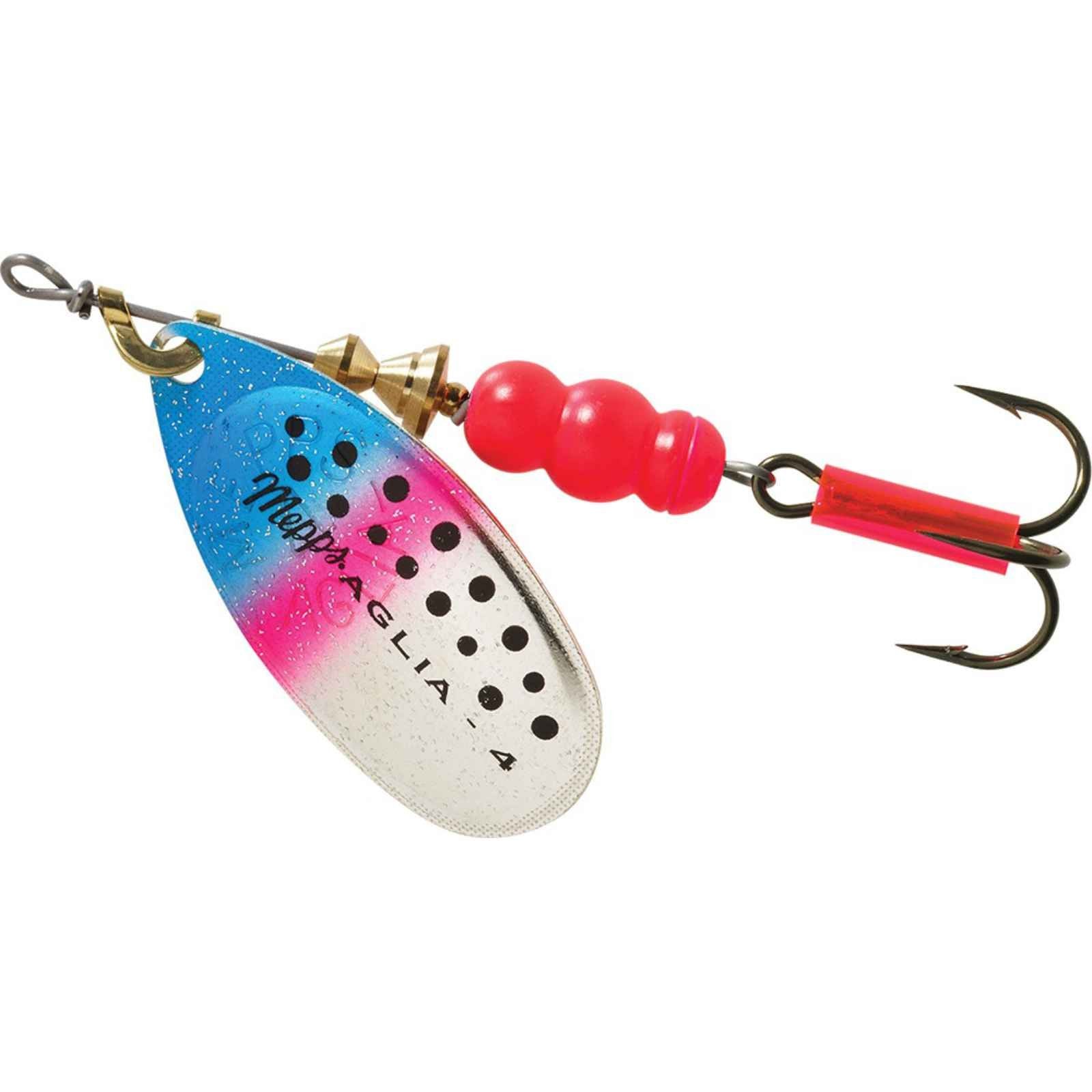 Mepps Aglia plain treble lure for rainbow trout offers versatile freshwater fishing.