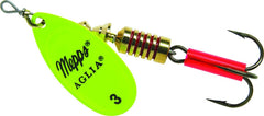 Mepps B3 HC Aglia lure front view in hot chartreuse for better visibility