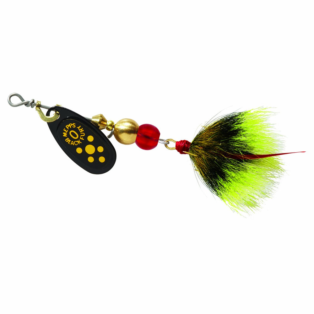 Mepps BF0T-Y Dressed Black Fury Treble Spinner 1/12 oz Yellow
