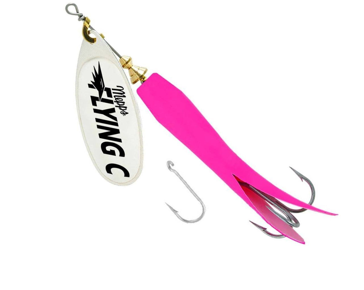 Mepps Flying C FC78TP HP-S lure with hot pink-silver blade for versatile freshwater fishing