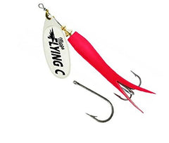 Mepps Flying C red-silver lure with flash to attract fish