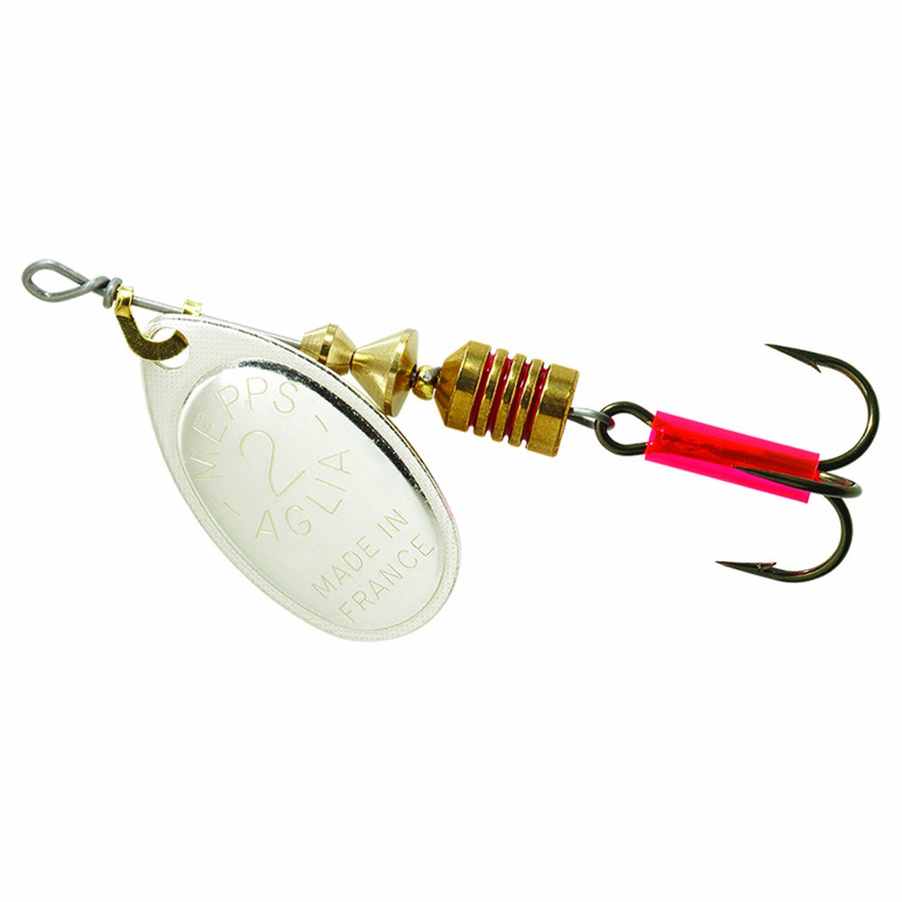 Mepps Sheldons Aglia plain treble silver size 2 for panfish and small trout—easy to cast.