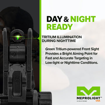 Meprolight FABS flip-up black frame protects sight when folded.