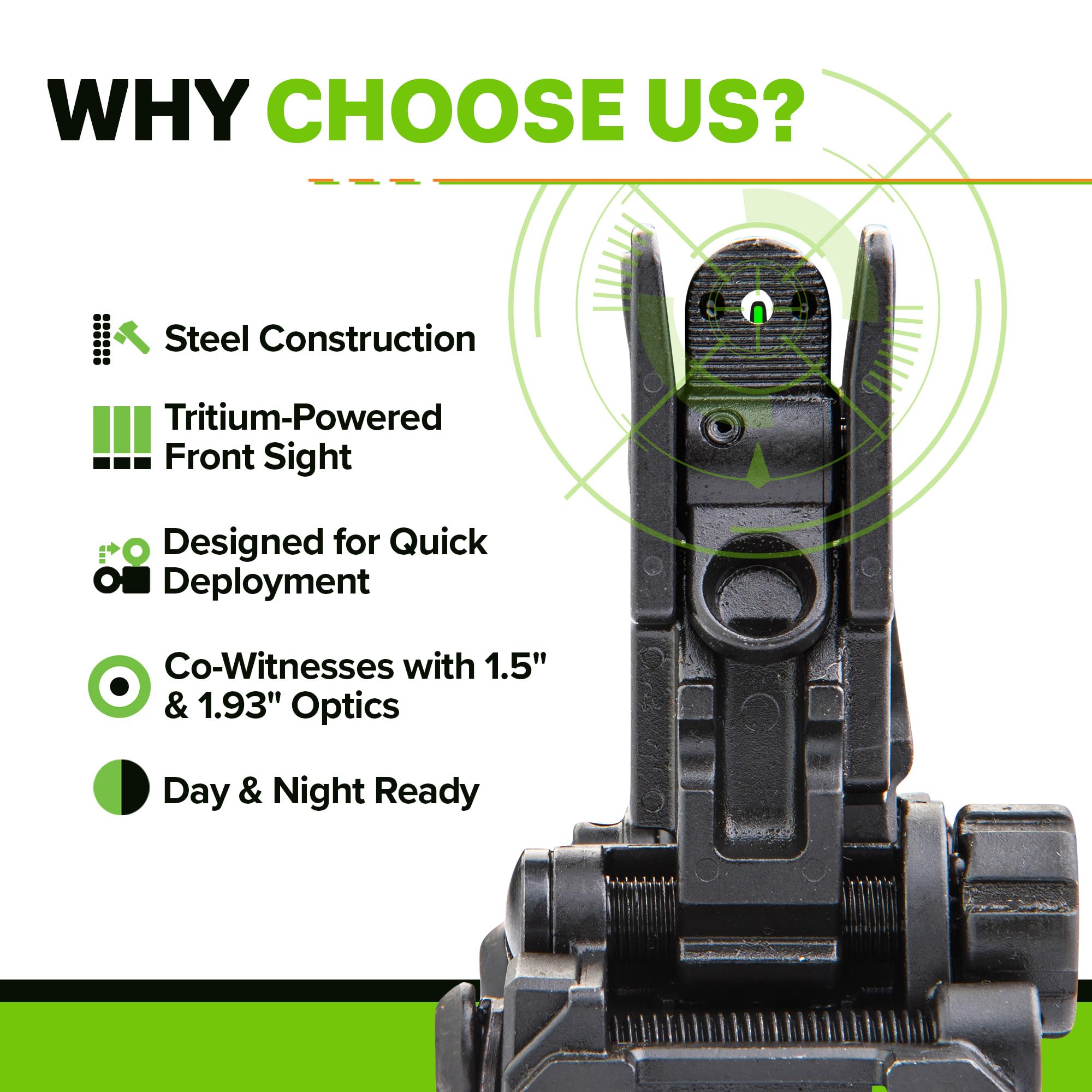 Meprolight FABS rear blank sight providing unobstructed view in dim light.