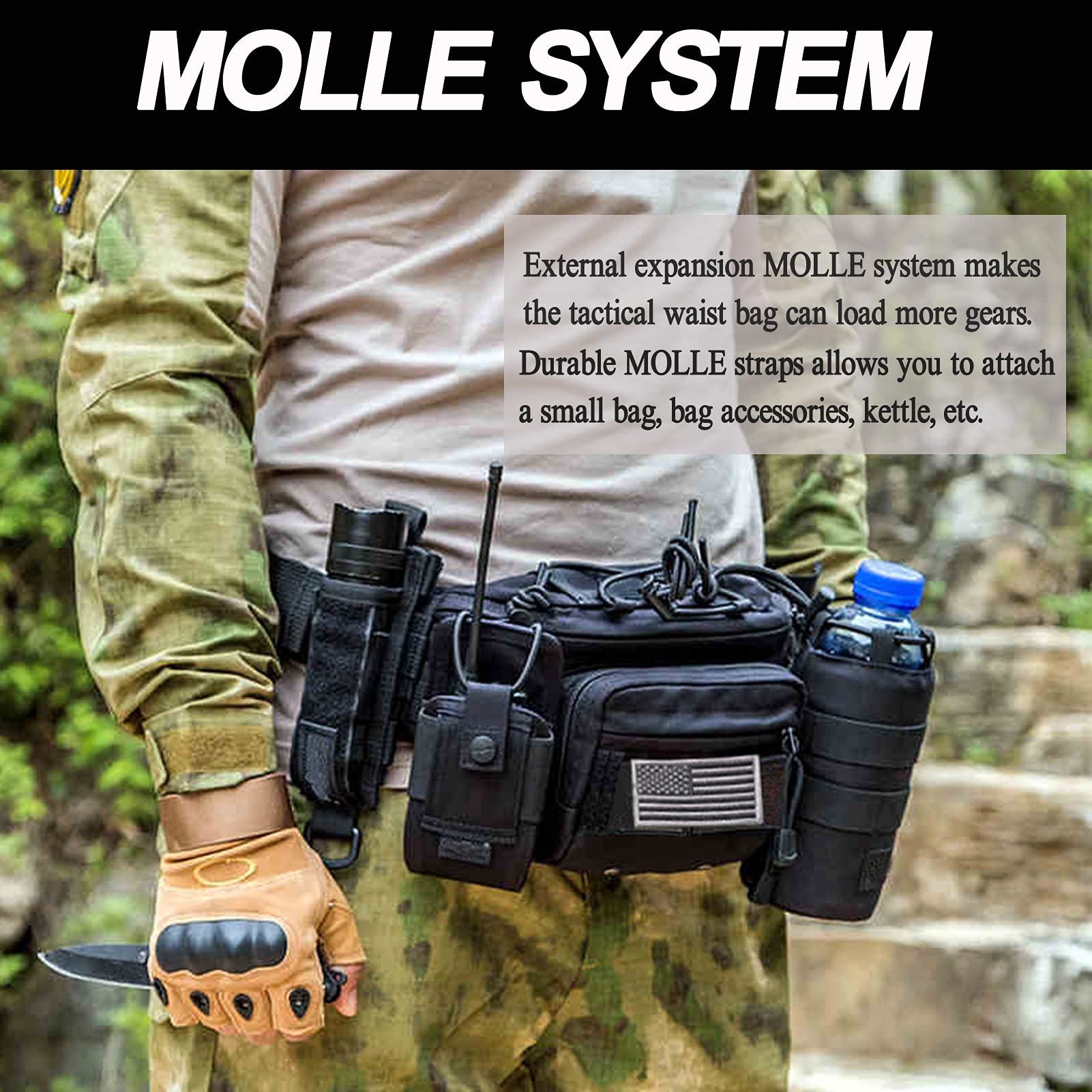 Meprona military waist bag outdoors for hiking, camping, and sports