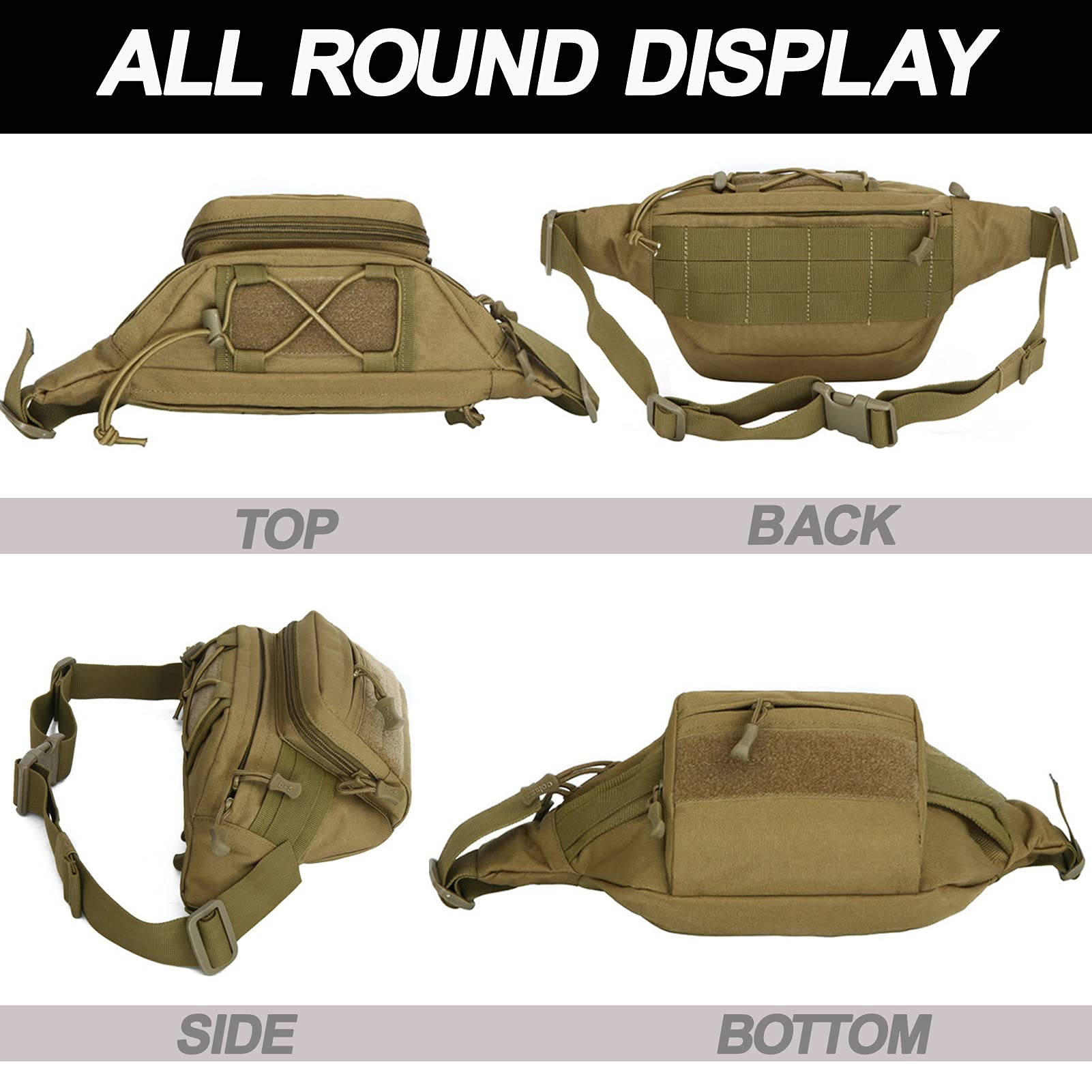 Meprona Tactical Fanny Pack back pocket secures valuables while on the move.