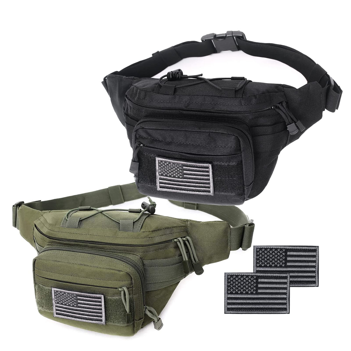 Meprona tactical fanny pack front view shows rugged 1000D nylon for outdoors